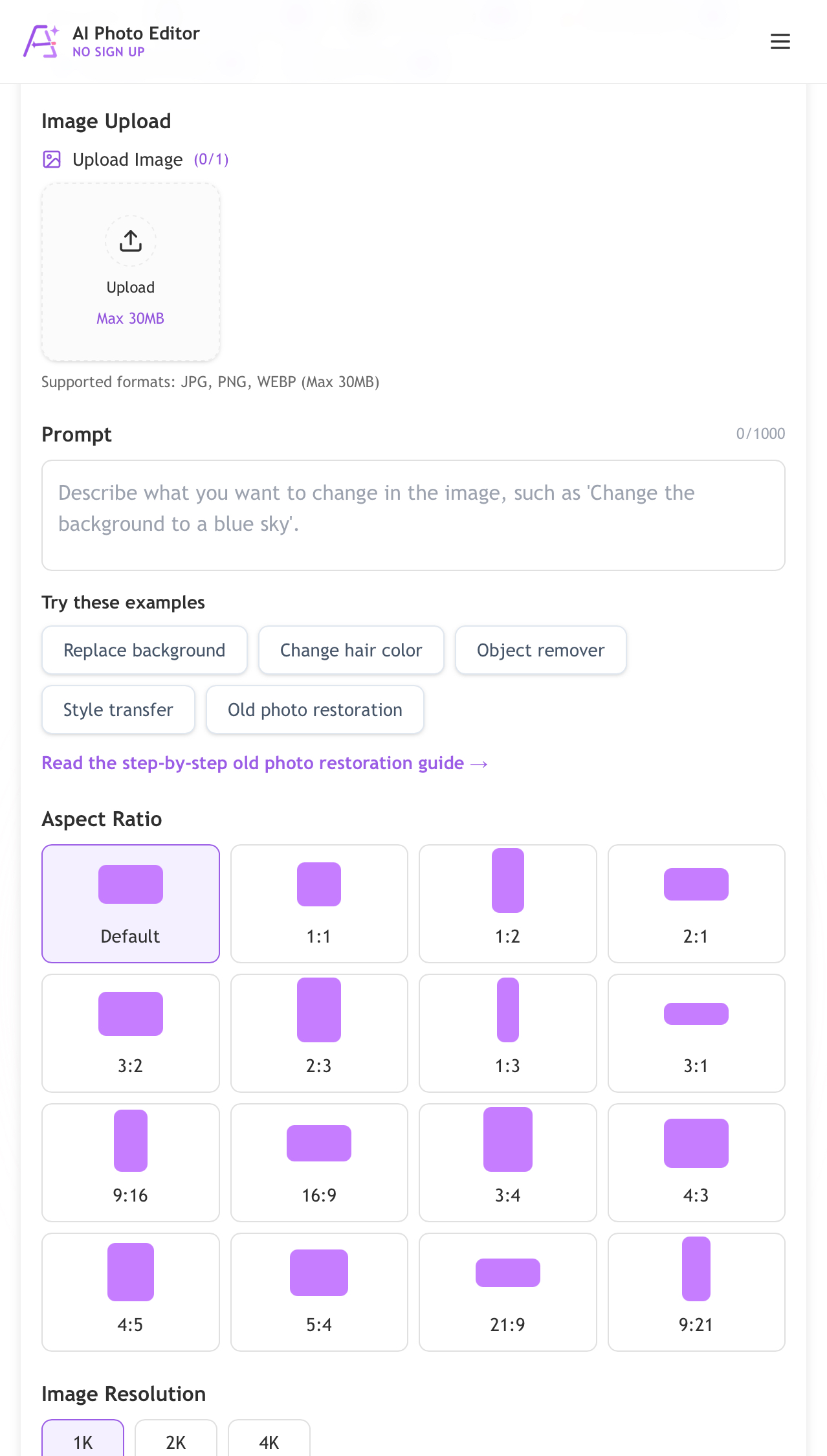 AI Photo Editor No Sign Up