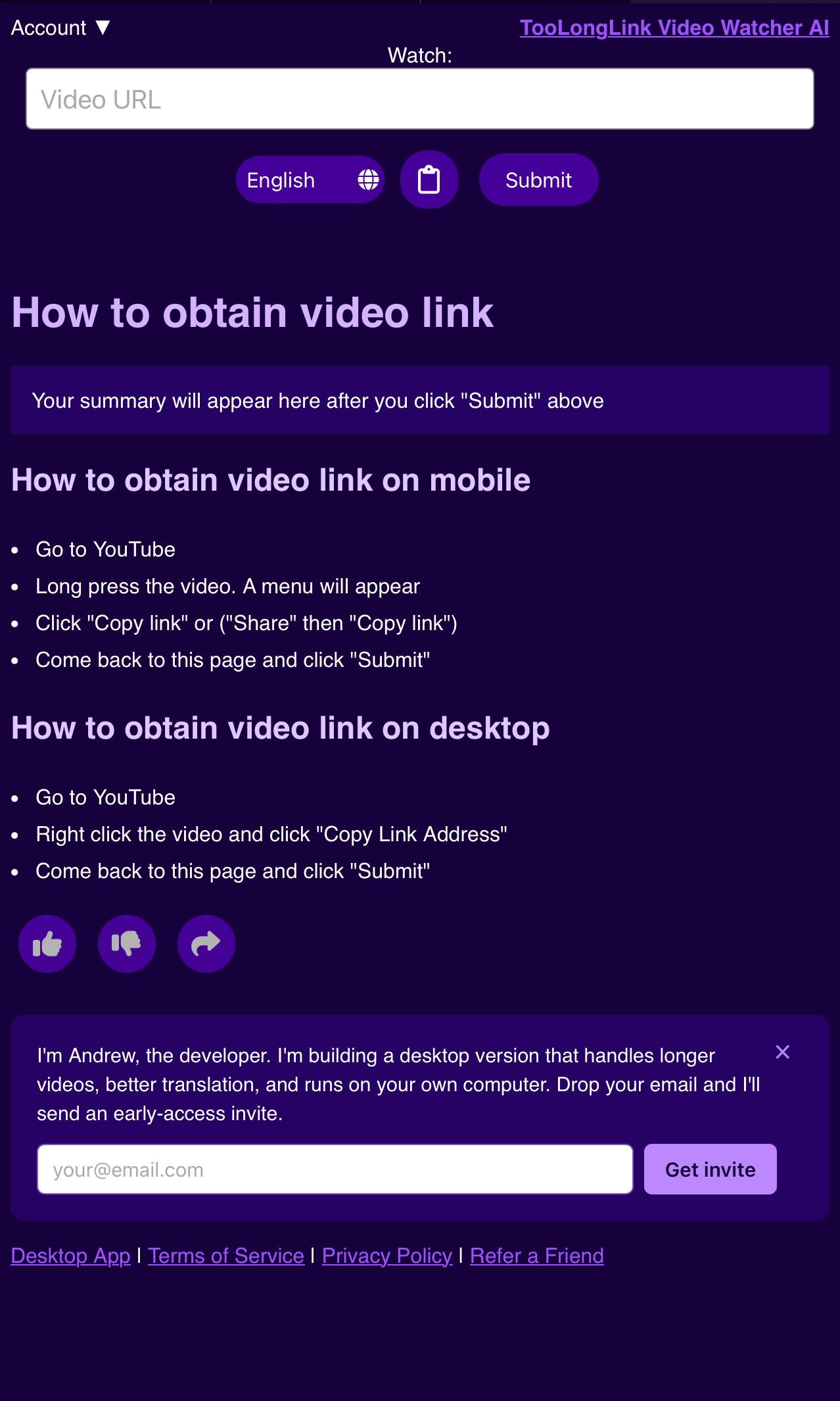 TooLongLink Video to Article Converter