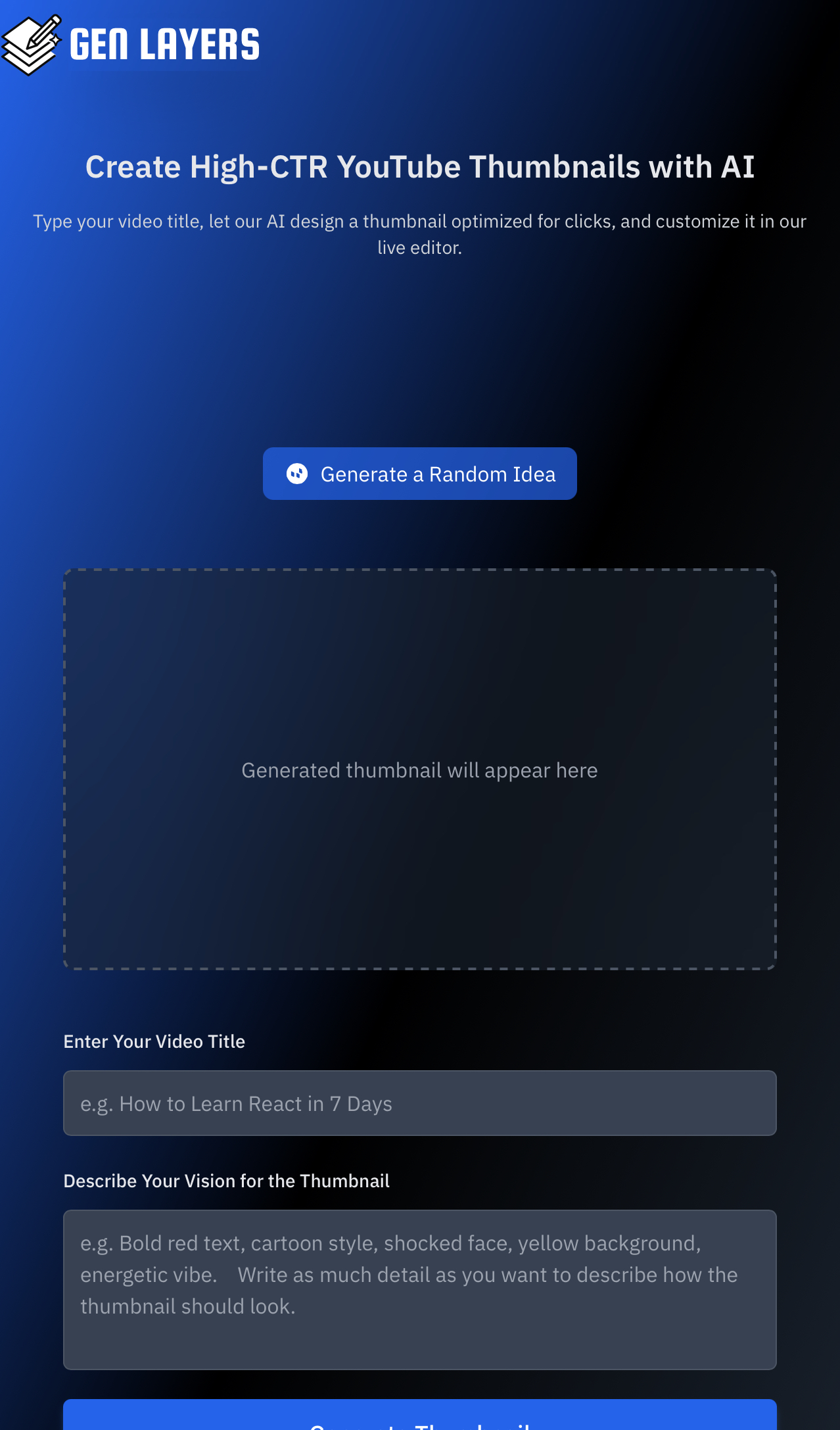 GenLayers AI Thumbnail Generator