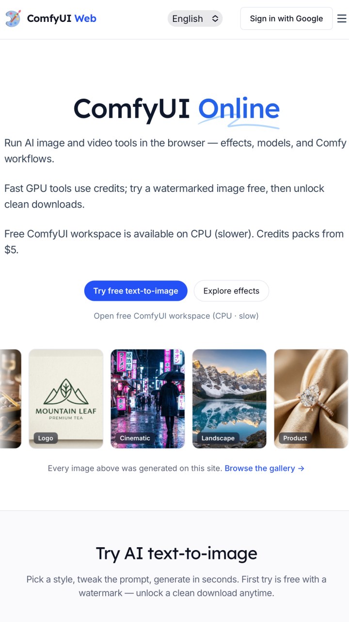 ComfyUIWeb Free Image Generator
