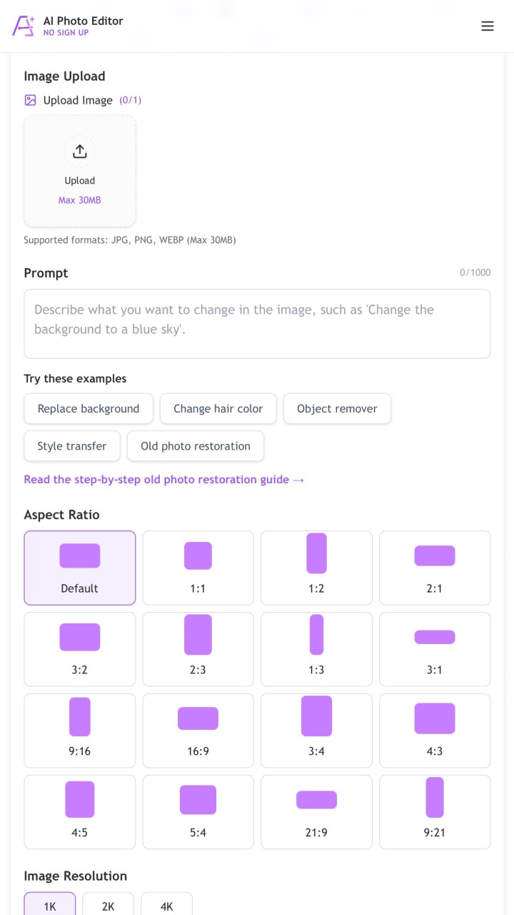 AI Photo Editor No Sign Up