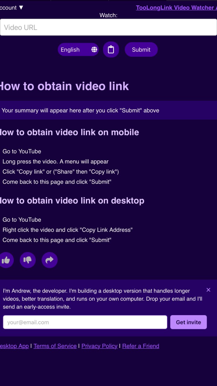 TooLongLink Video to Article Converter