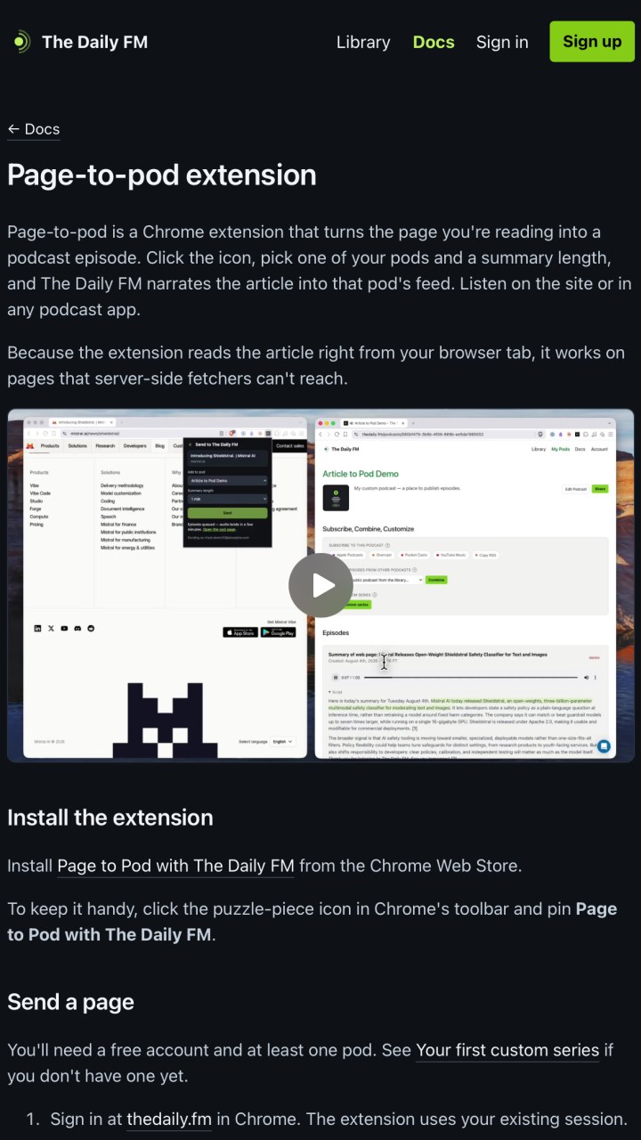 The Daily FM Page to Pod