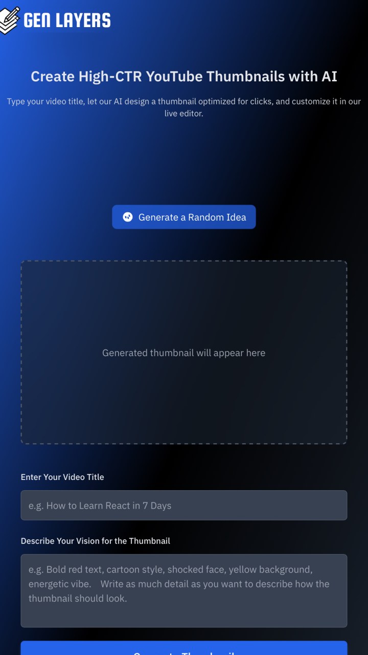GenLayers AI Thumbnail Generator